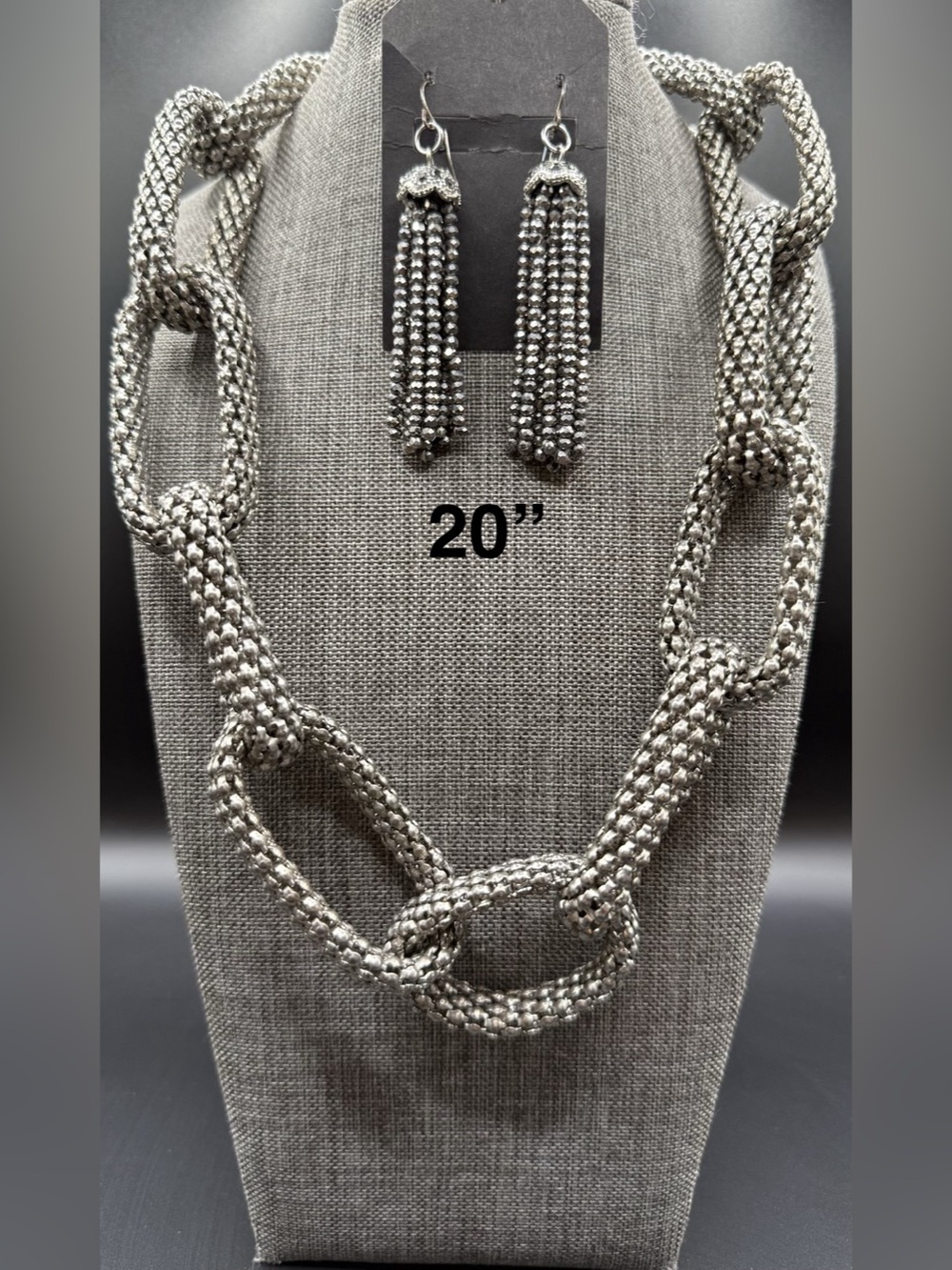 Silver-Tone Necklace & Earrings Set